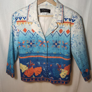 Christina Hope Indigenous Graphics Blazer, beaded, embroidered. Size Large